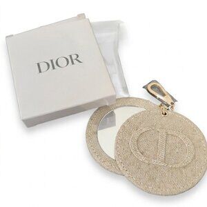 *Dior Beauty Beige Canvas Round Mirror Bag Charm – NIB